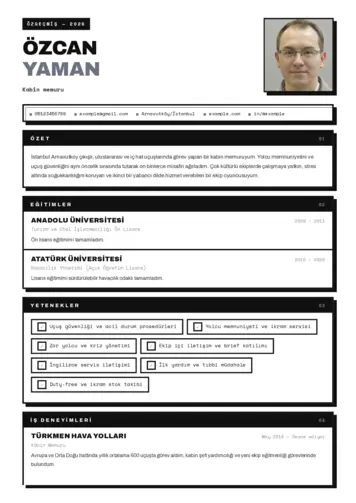 Kabin Memuru ve Hostes Cv Örnekleri cv indir
